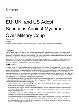 EU, UK, and US Adopt Sanctions Against Myanmar Over Military Coup