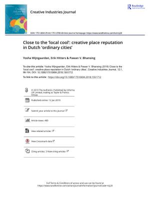 Creative Place Reputation in Dutch ‘Ordinary Cities’