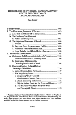 Johnson V. M'intosh and the Expropriation of American Indian