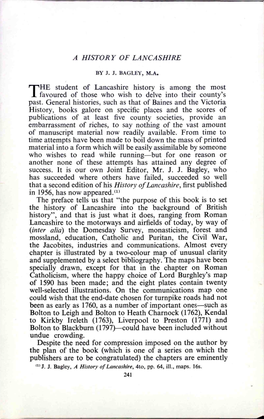 A History of Lancashire by J. J. Bagley