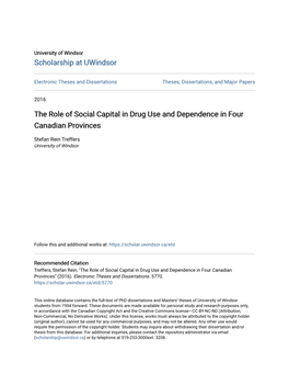 The Role of Social Capital in Drug Use and Dependence in Four Canadian Provinces