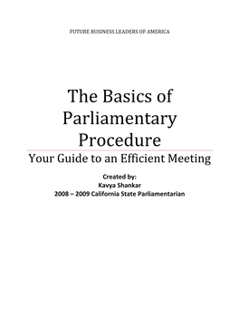 The Basics of Parliamentary Procedure Your Guide to an Efficient Meeting