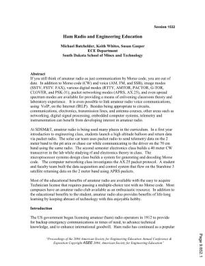 Ham Radio and Engineering Education