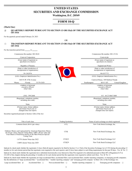 United States Securities and Exchange Commission Form 10-Q