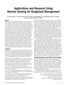 Applications and Research Using Remote Sensing for Rangeland Management