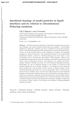 Interfacial Rheology of Model Particles