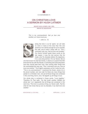 On Christian Love: a Sermon by Hugh Latimer