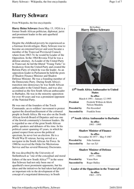 Harry Schwarz - Wikipedia, the Free Encyclopedia Page 1 of 7