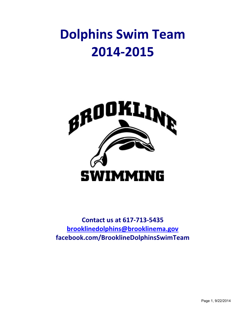 Dolphins Swim Team 2014-2015