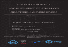 Gis Platform for Management of Shallow Geothermal Resources