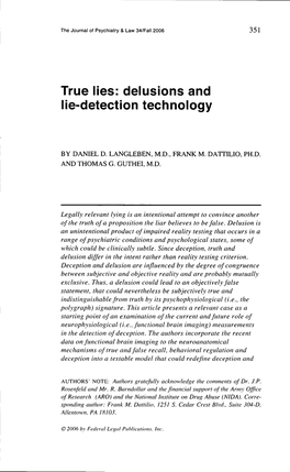 True Lies: Delusions and Lie-Detection Technology