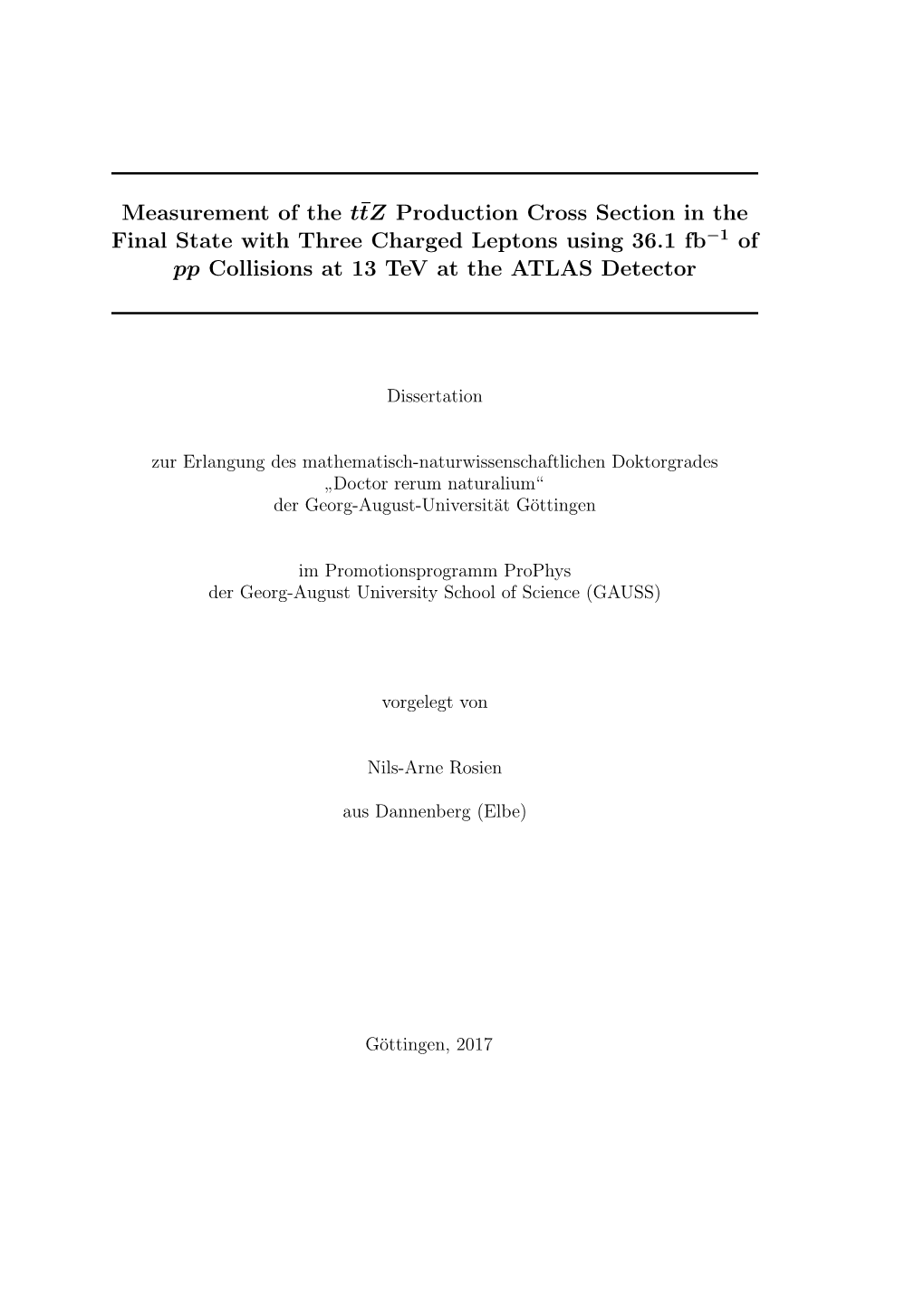 Measurement of the T¯Tz Production Cross Section in the Final State With