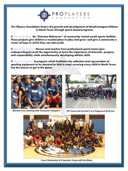 Pro Players Foundation Fosters the Growth and Development of Disadvantaged Children in North Texas Through Sports Based Programs