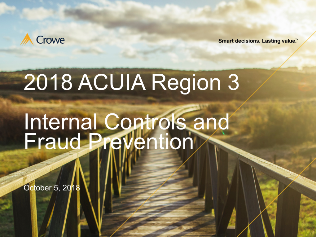 2018 ACUIA Region 3 Internal Controls and Fraud Prevention