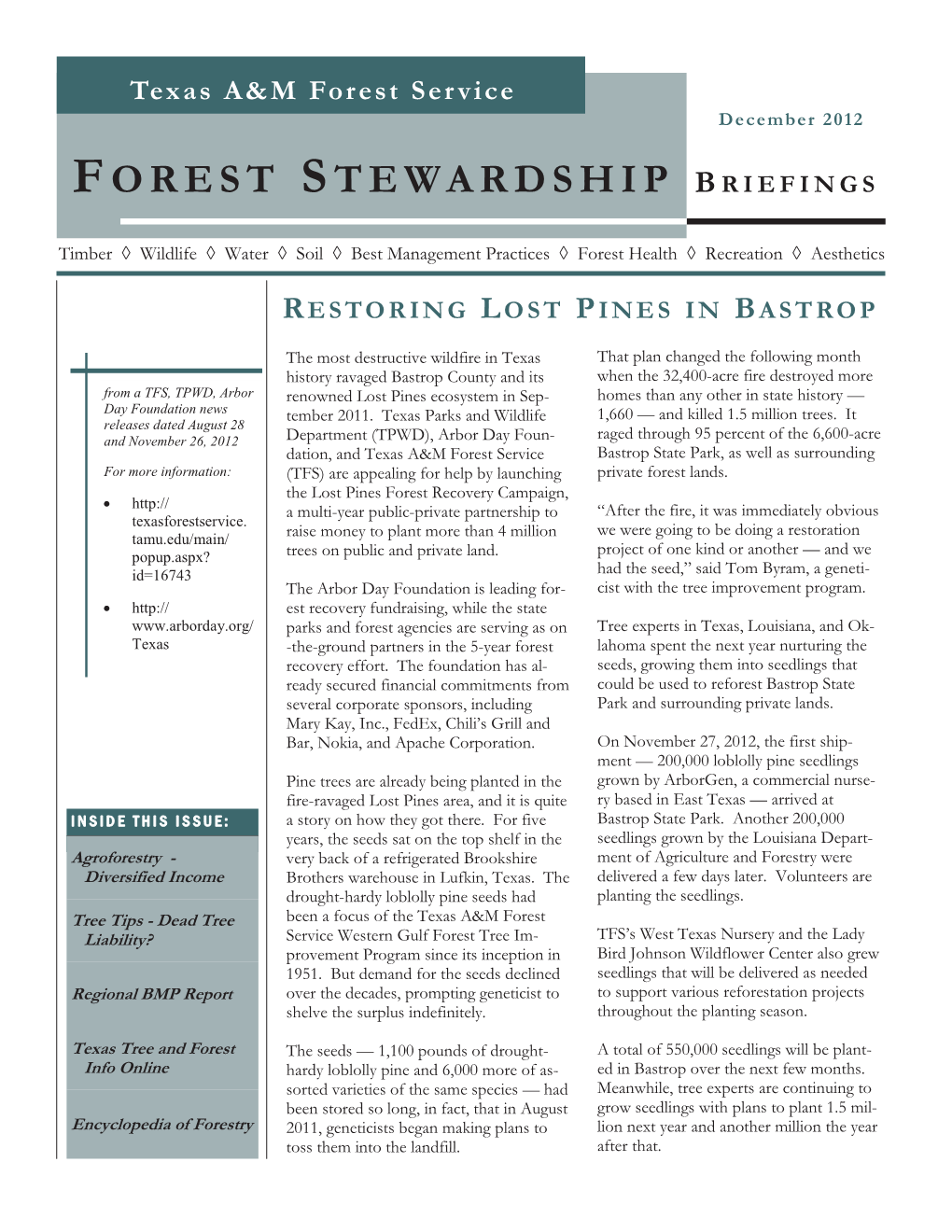 Forest Stewardship Briefings