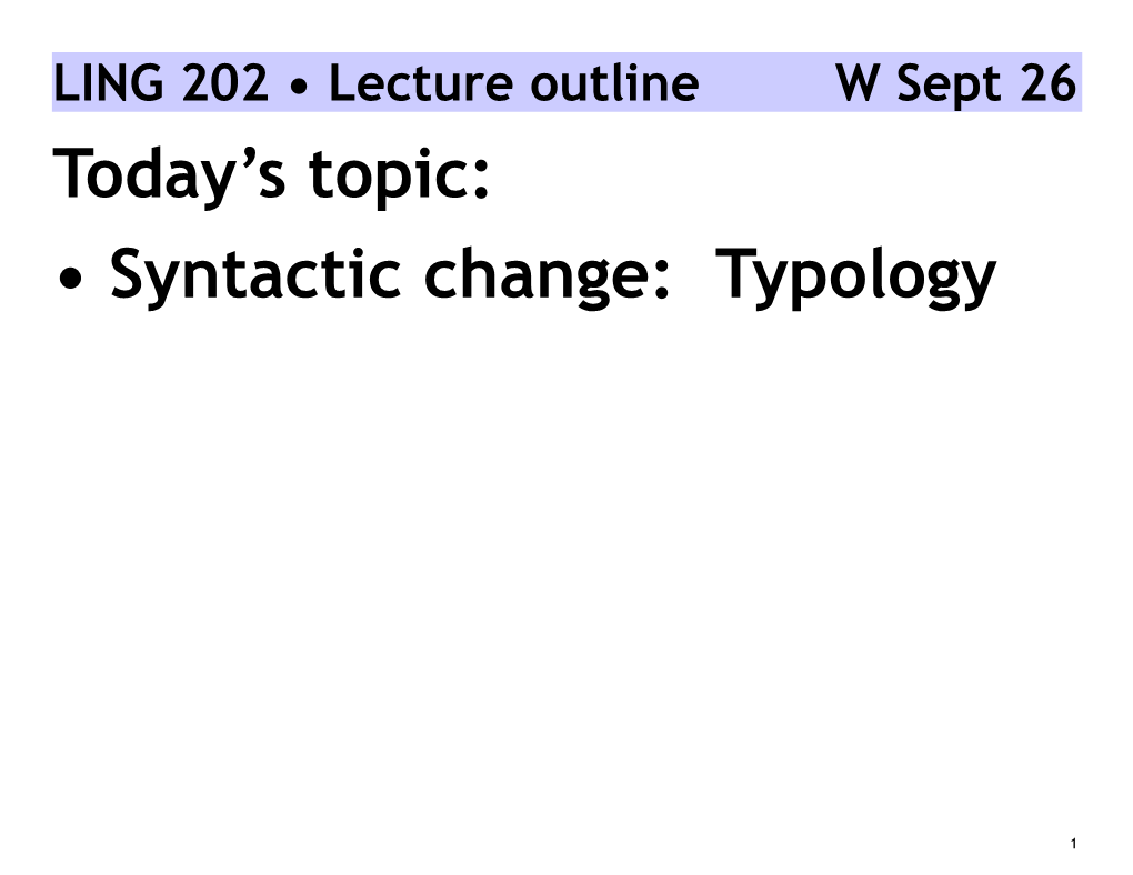 Syntactic Change: Typology