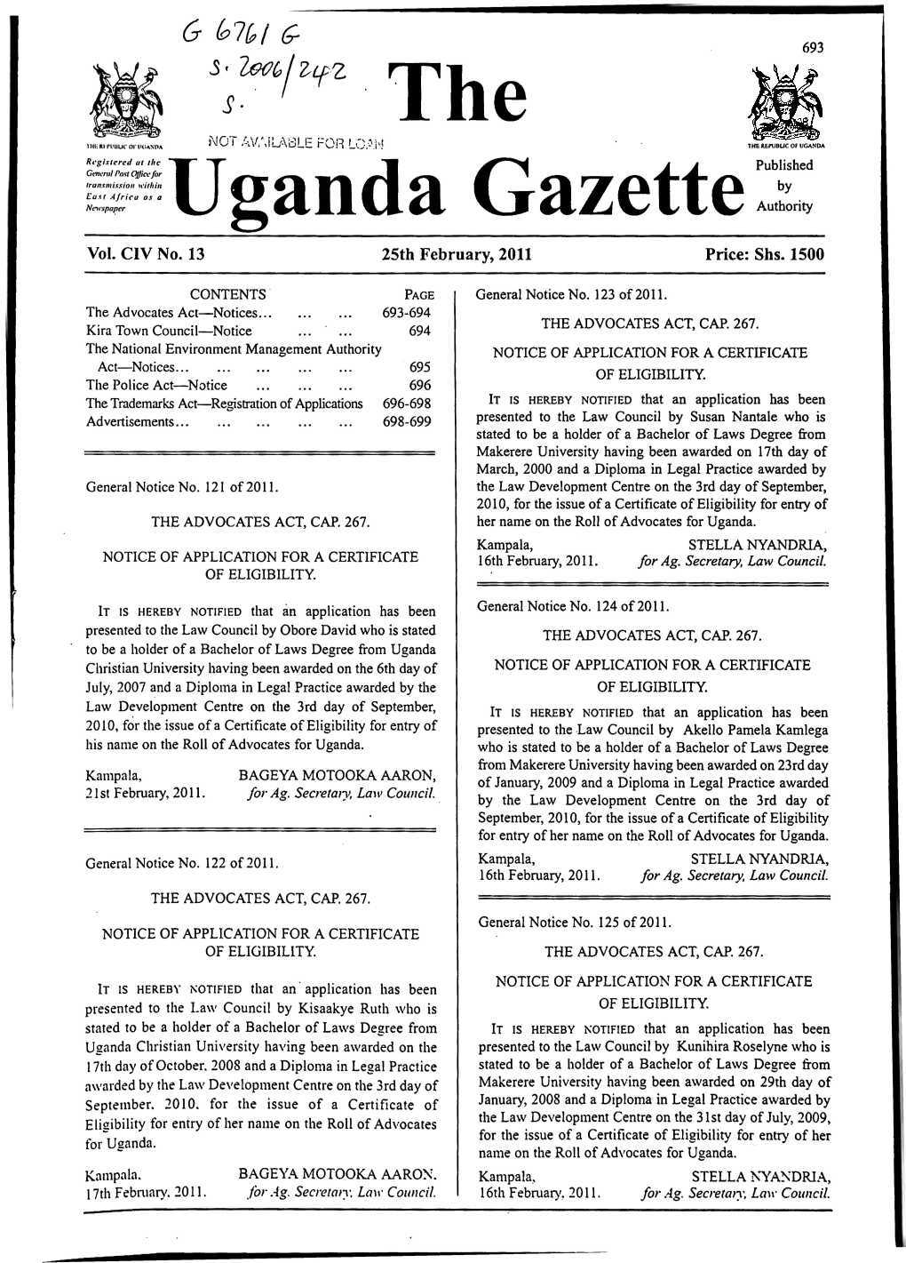 Uganda Gazettepublished