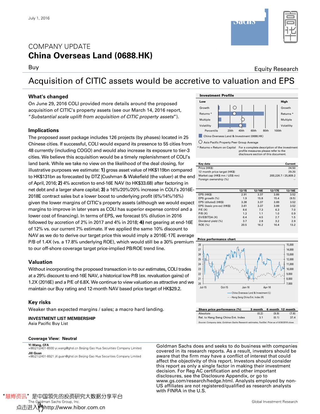 Acquisition of CITIC Assets Would Be Accretive to Valuation and EPS