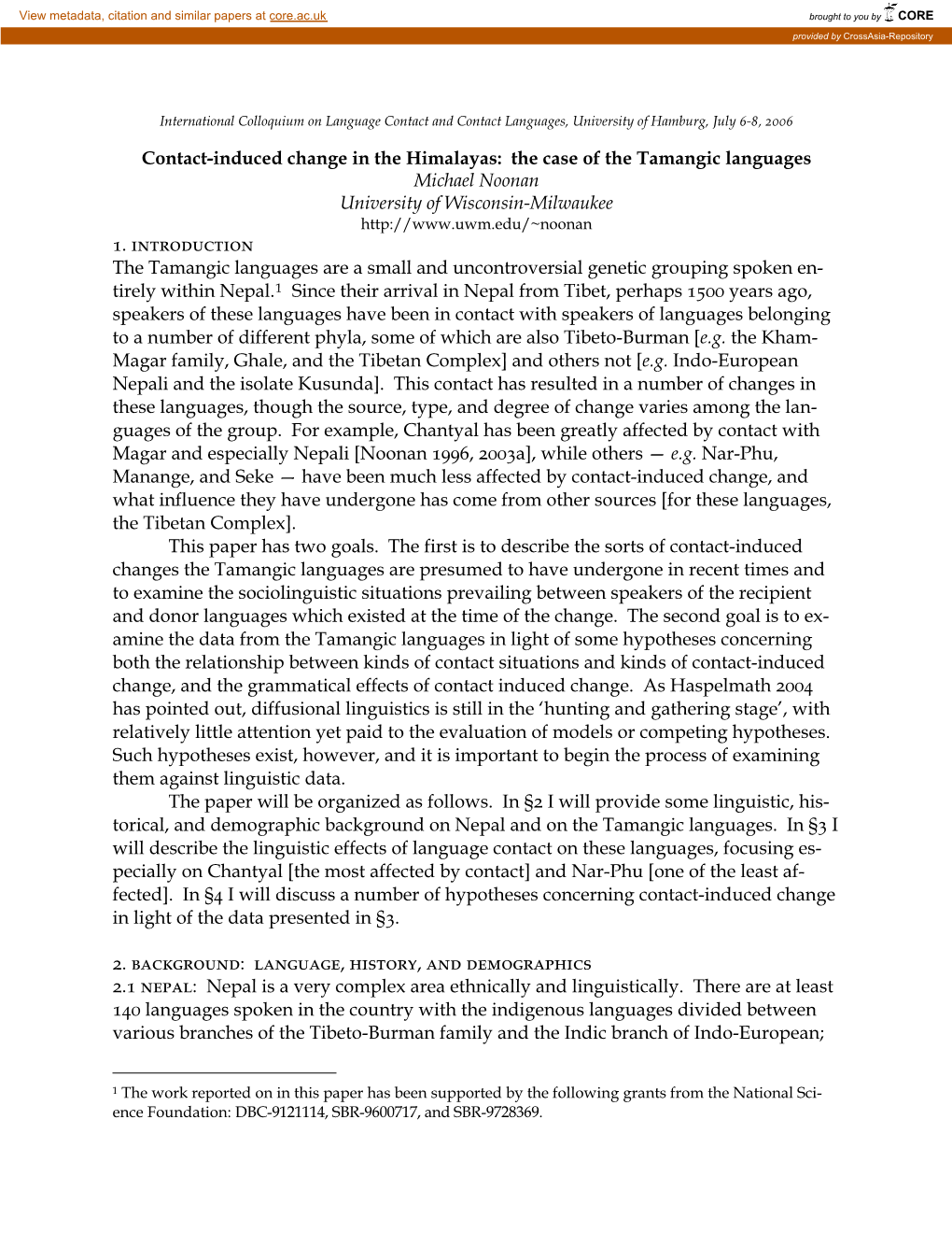 The Case of Chantyal, Where Massive Lexical Borrowing Is Found Along with a Large Shifting Population