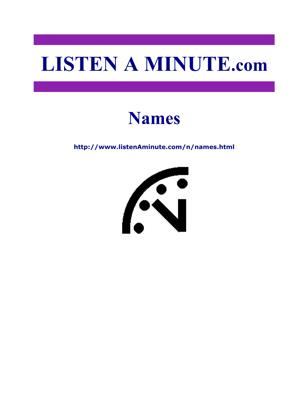 Listen A Minute.Com - ESL Listening - Names