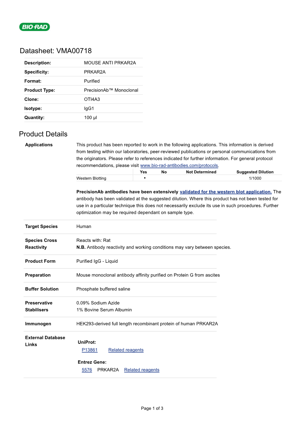 Datasheet: VMA00718 Product Details