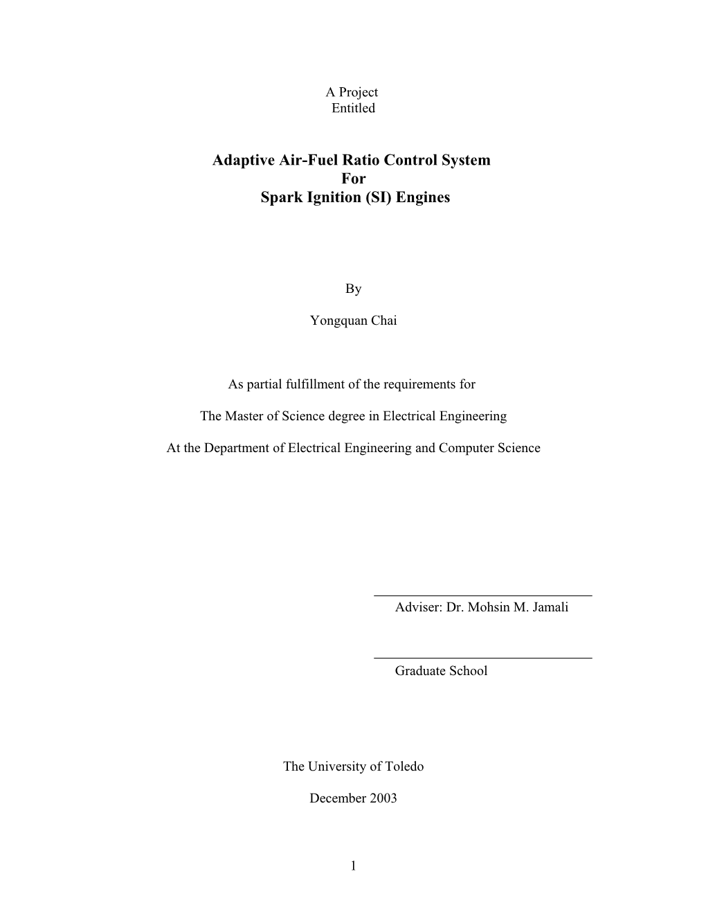 Adaptive Air-Fuel Ratio Control System for Automotive Engines