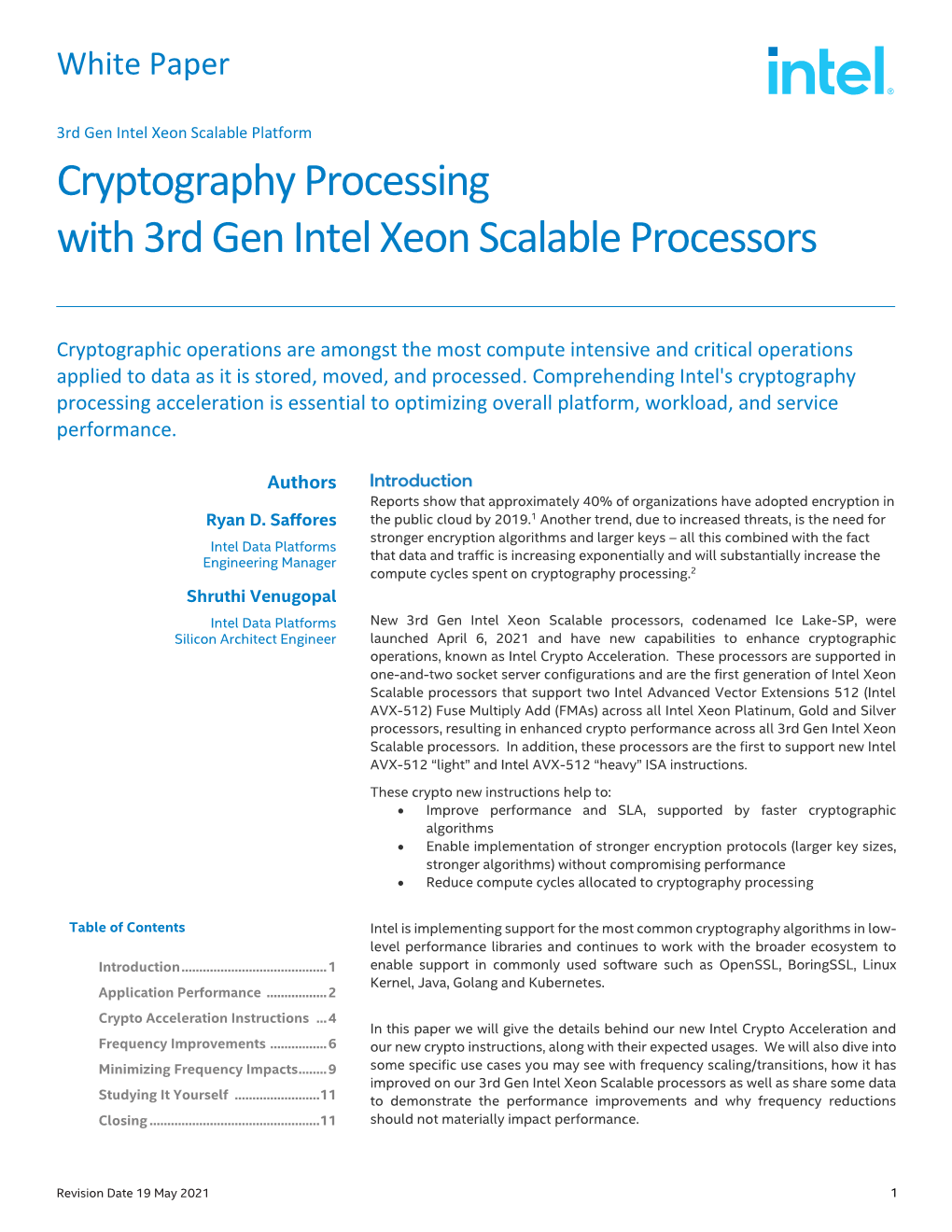Cryptography Processing with 3Rd Gen Intel Xeon Scalable Processors