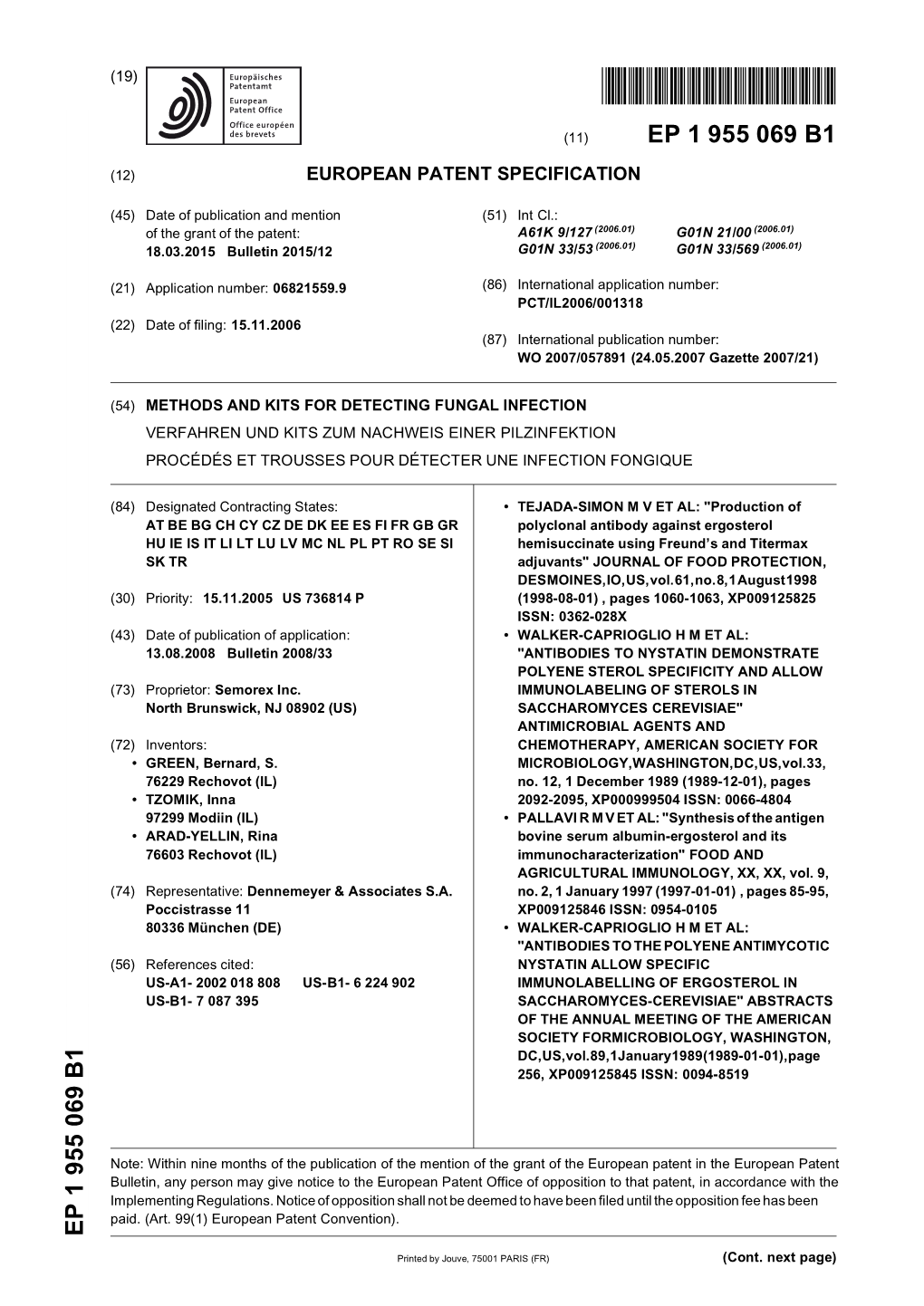 Methods and Kits for Detecting Fungal Infection Verfahren Und Kits Zum Nachweis Einer Pilzinfektion Procédés Et Trousses Pour Détecter Une Infection Fongique