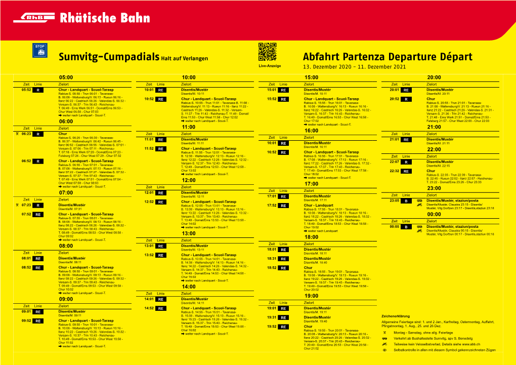 Sumvitg-Cumpadialshalt Auf Verlangen Abfahrt Partenza