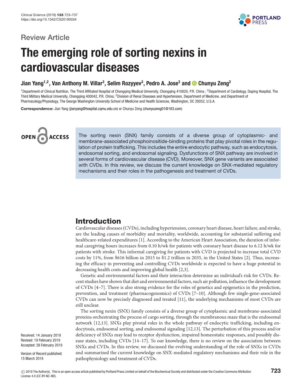 The Emerging Role of Sorting Nexins in Cardiovascular Diseases