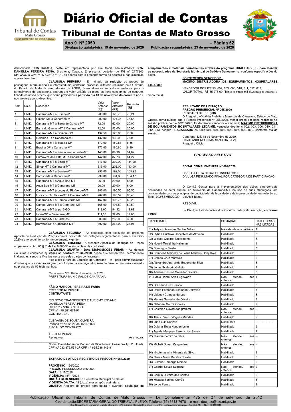 Diário Oficial De Contas