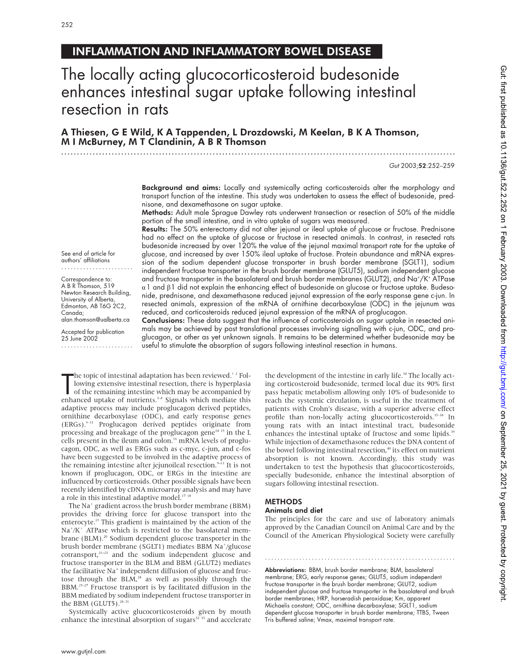 The Locally Acting Glucocorticosteroid Budesonide Enhances Intestinal