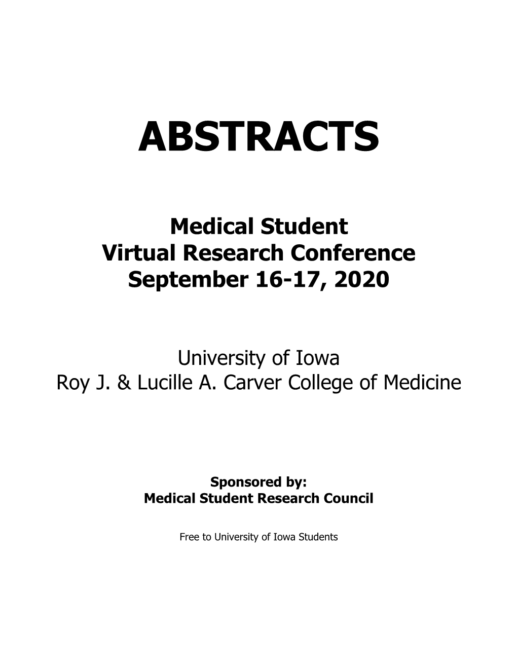 2020 Medical Student Research Conference Abstracts