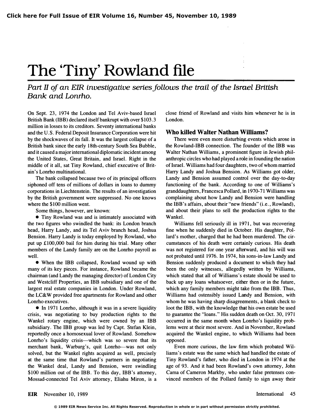 The 'Tiny' Rowland File