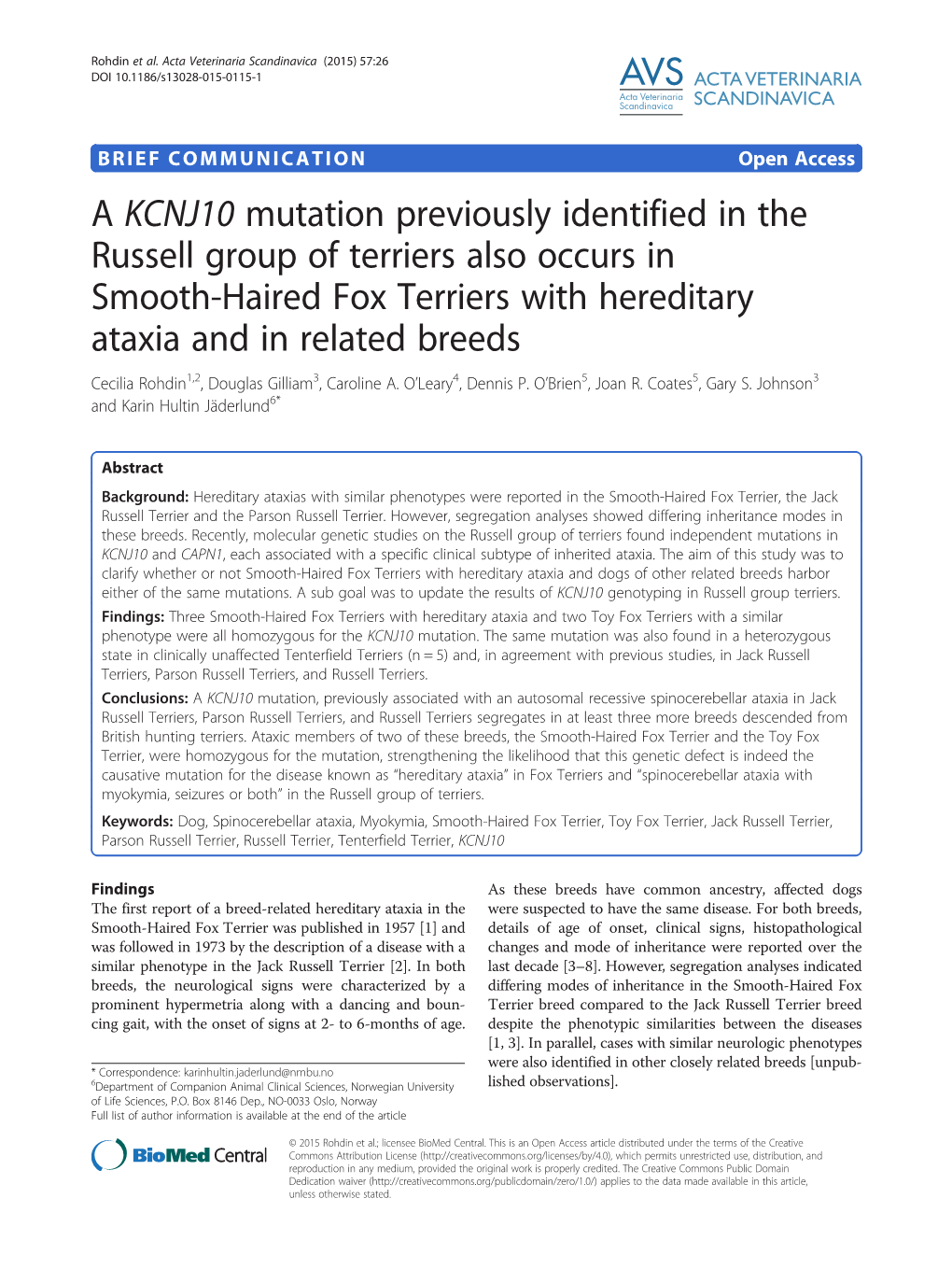 A KCNJ10 Mutation Previously Identified in the Russell Group Of