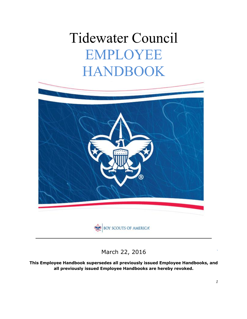 Tidewater Council EMPLOYEE HANDBOOK