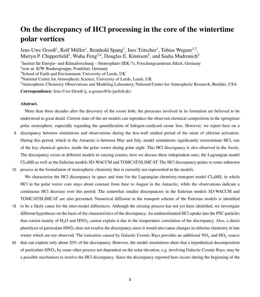 On the Discrepancy of Hcl Processing in the Core Of