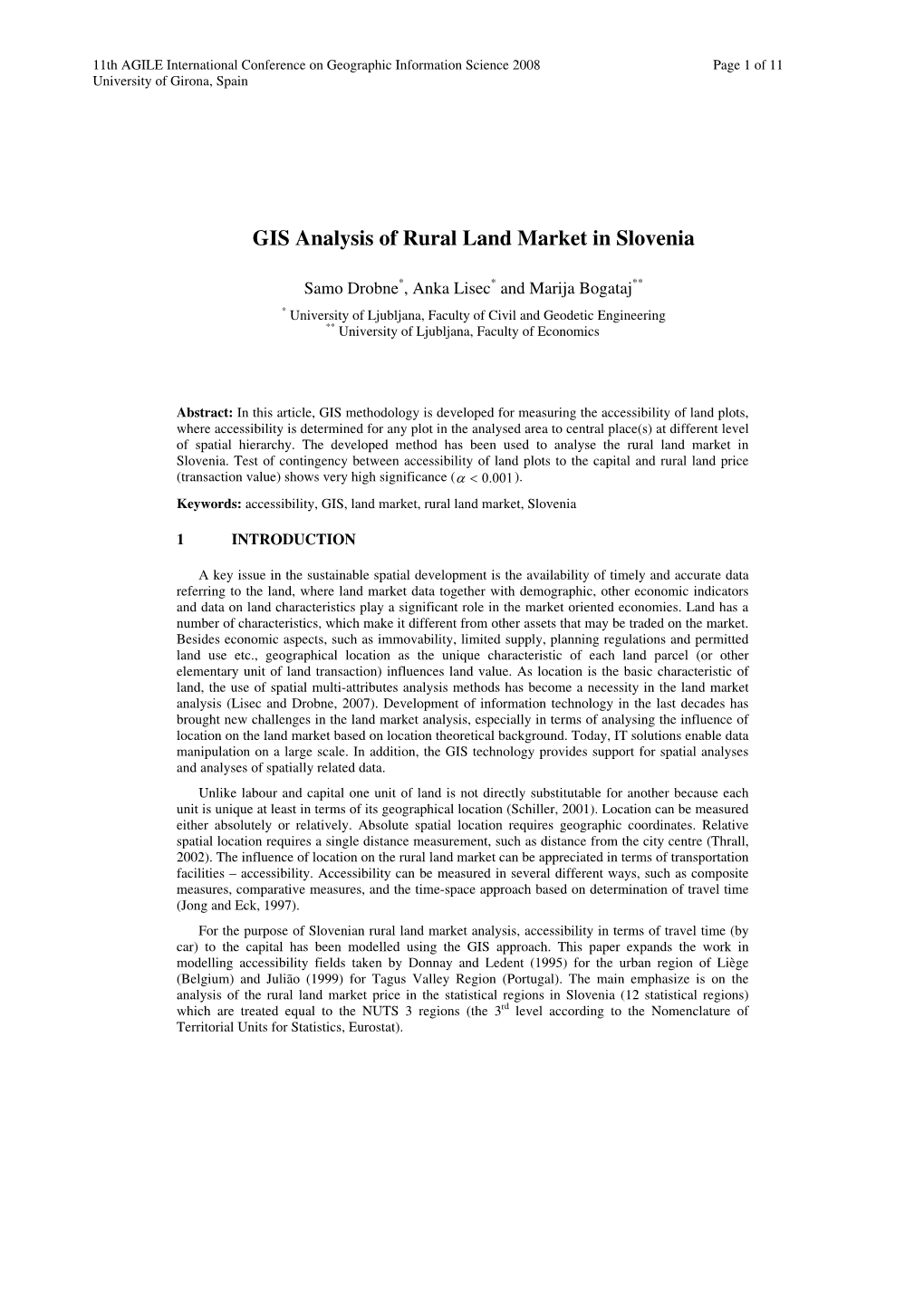 GIS Analysis of Rural Land Market in Slovenia