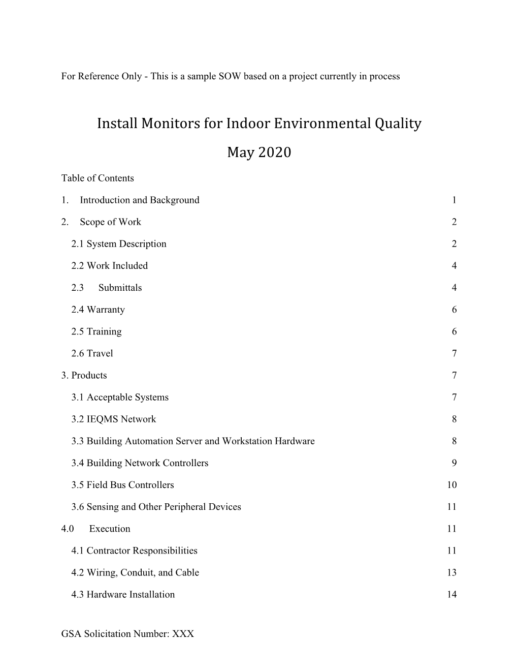 Install Monitors for Indoor Environmental Quality May 2020