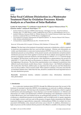 Solar Fecal Coliform Disinfection in a Wastewater Treatment Plant by Oxidation Processes: Kinetic Analysis As a Function of Solar Radiation