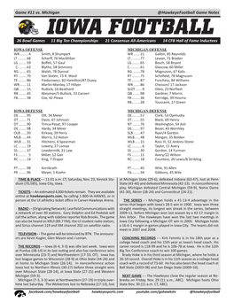 @Hawkeyefootball Game Notes Game #11 Vs. Michigan