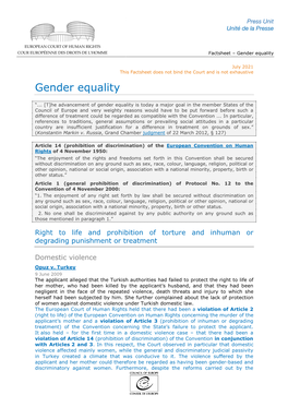 Factsheet – Gender Equality