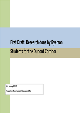 First Draft: Research Done by Ryerson Students for the Dupont Corridor