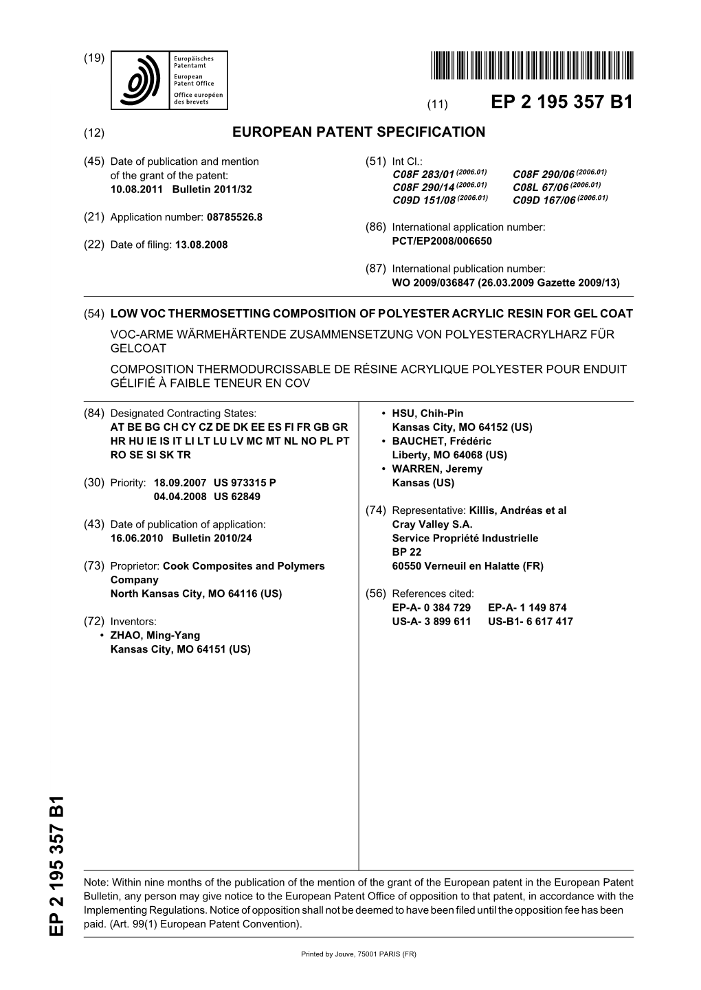 Low Voc Thermosetting Composition of Polyester