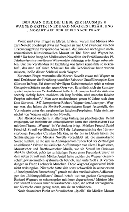 Don Juan Oder Die Liebe Zur Hausmusik Wagner-Kritik in Eduard Morikes Erzahlung ,,Mozart Auf Der Reise Nach Prag"