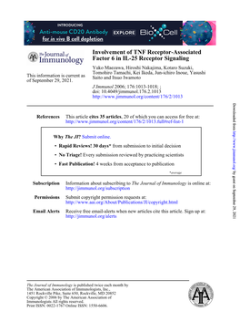 Factor 6 in IL-25 Receptor Signaling Involvement of TNF Receptor