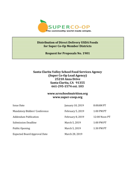 Distribution of Direct Delivery USDA Foods for Super Co-Op Member Districts