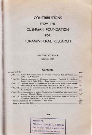 Contributions Cushman Foundation Foraminiferal Research