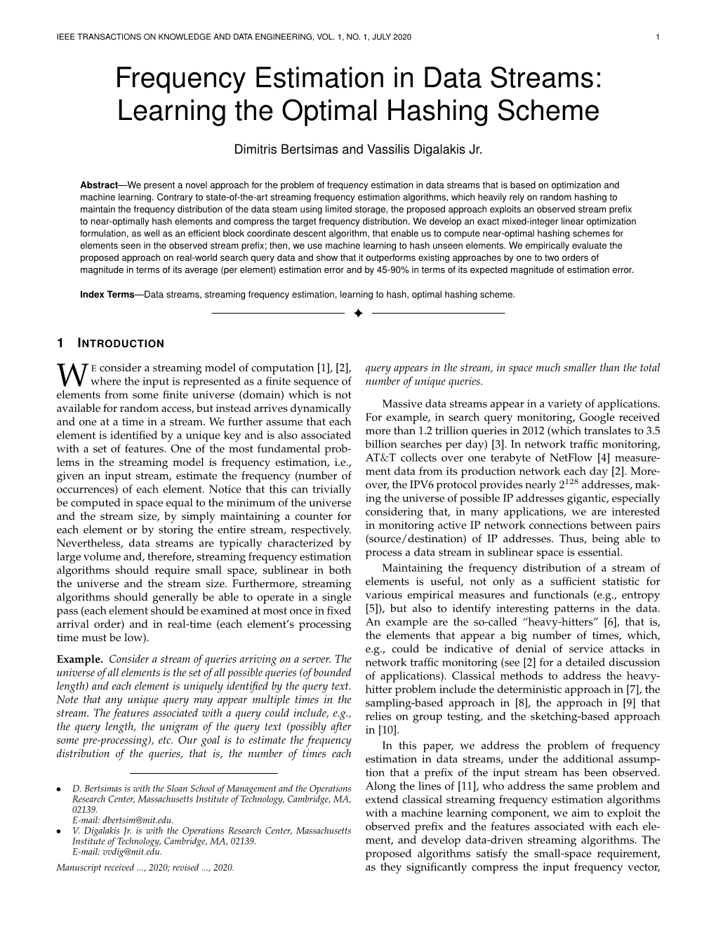 Frequency Estimation in Data Streams: Learning the Optimal Hashing Scheme