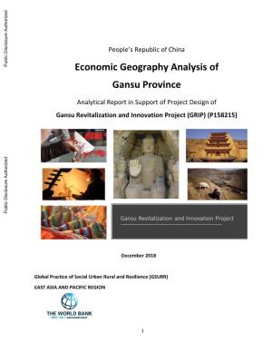 Economic Geography Analysis of Gansu Province